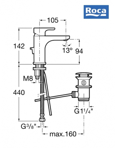 Monomando lavabo L20 Roca